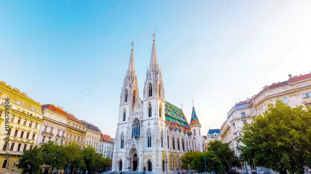 Fototapeta premium Colorful Church in European City