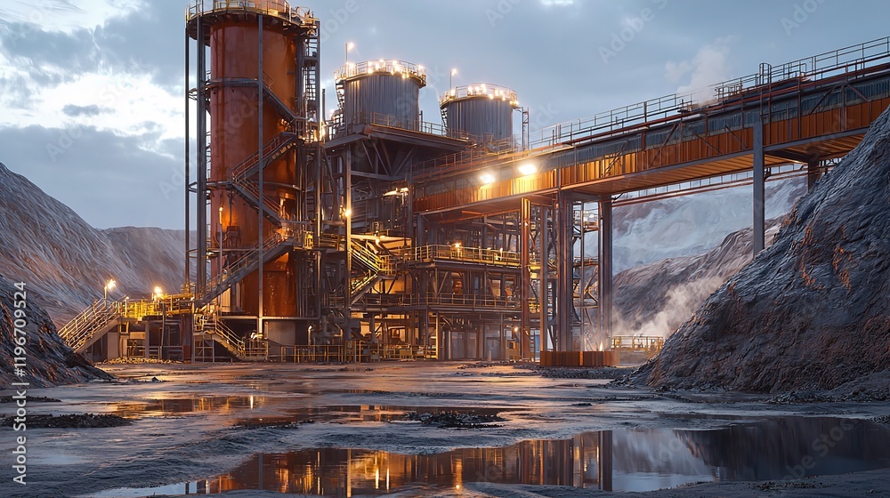 Obraz premium Mining Process Plant 16k Resolution Ultra Photorealistic