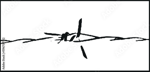 Barbwire isolated silhouette, Fence wire mesh barbed wire , barbed wire fence on the border