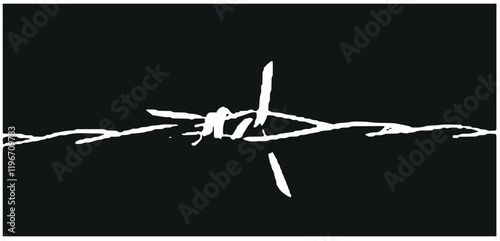 Barbwire isolated silhouette, Fence wire mesh barbed wire , barbed wire fence on the border
