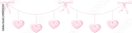 Pink coquette garland with ribbon bows and hearts