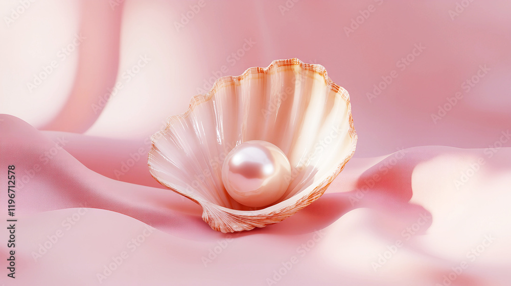 Seashell with a Gleaming Pearl on Soft Pink Background – Minimalist and Artistic Design for Modern Concepts Seashell with a Gleaming Pearl on Soft Pink Background – Minimalist and Artistic Design for Modern Concepts