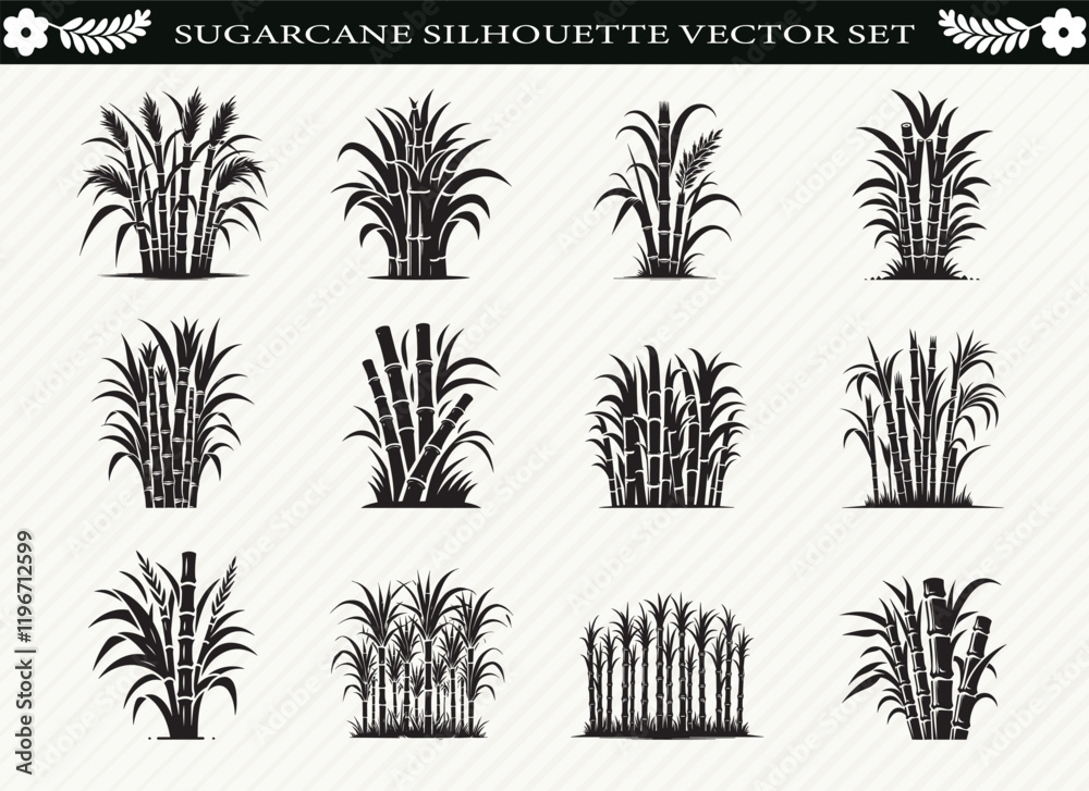 Fototapeta premium Sugarcane Silhouette Clipart - Design Resources