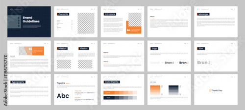 Brand guidelines template, elegant, editable, professional design layout
