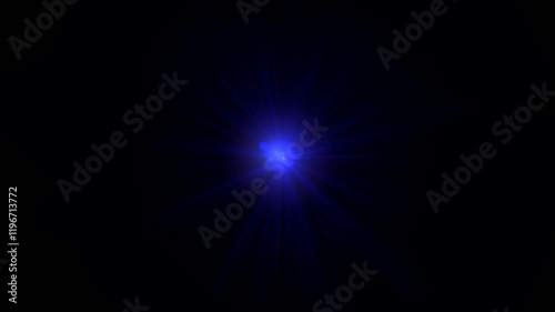  Blue optical lens flares light effect streaks shine ray moving from left to right side animation on black background.	 photo