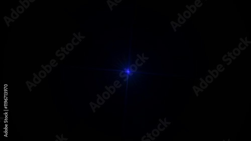  Blue optical lens flares light effect streaks shine ray moving from left to right side animation on black background.	 photo