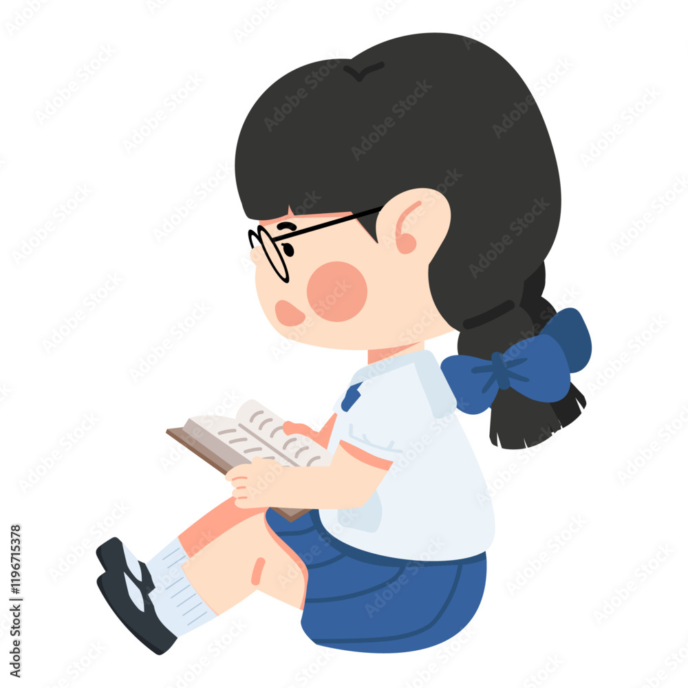 Cute girl student reading a book Cute girl student reading a book