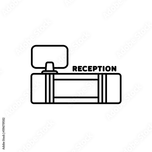 Computer on reception desk flat icon for app web logo banner poster icon - SVG File
