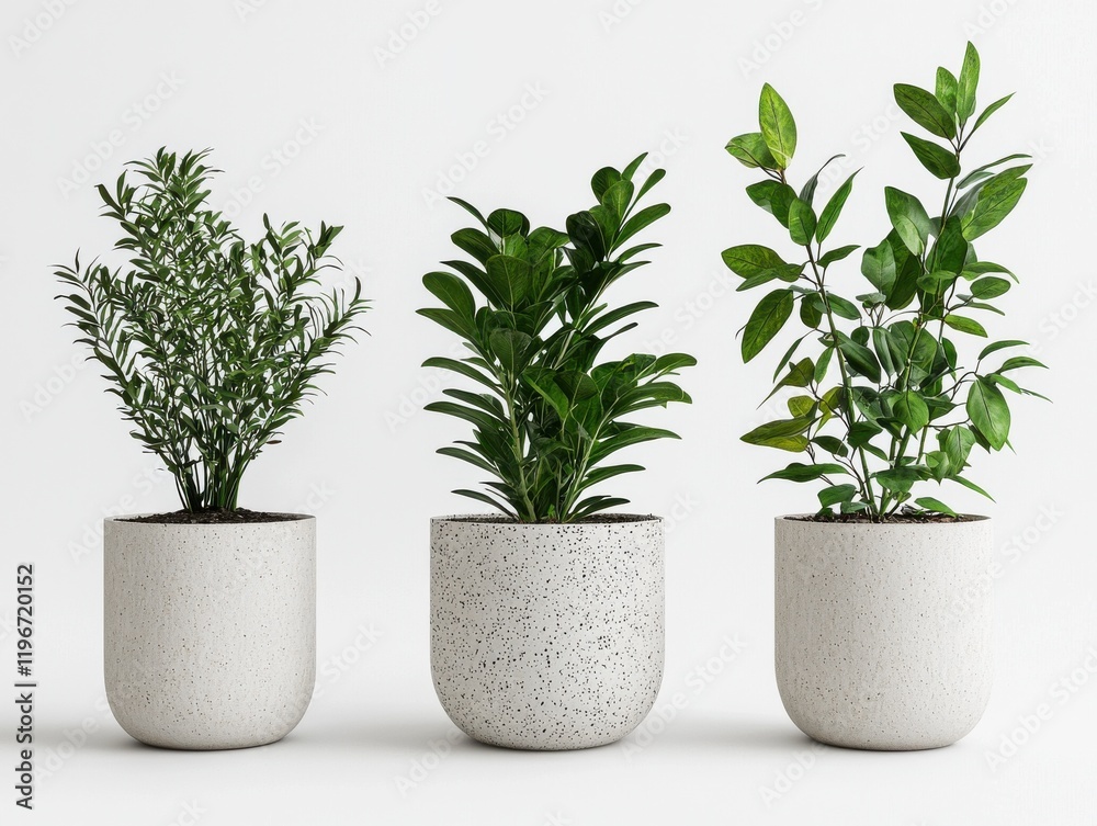 Fototapeta premium Lively desk plant arrangement modern office still life minimalist space close-up view natural aesthetics