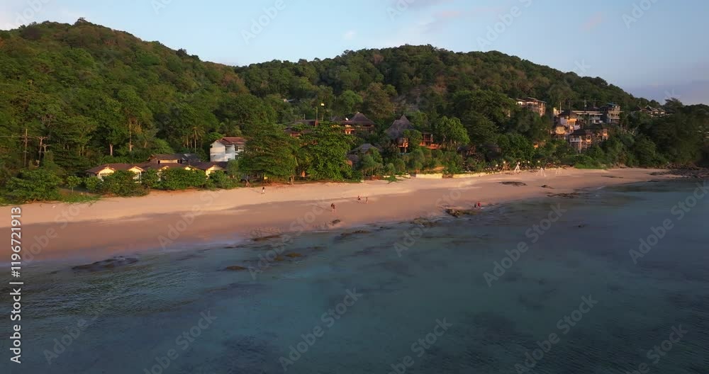 Aerial view of the evening on a beach in Koh Lanta Island, Thailand Aerial view of the evening on a beach in Koh Lanta Island, Thailand