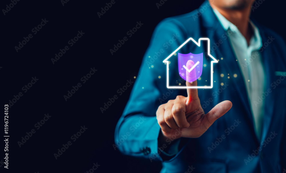 Property Insurance Concept Home and Real Estate Insurance, Maintenance, Fire Insurance, Term Insurance, Protecting and Buy and Sell Homes and Real Estate Online.