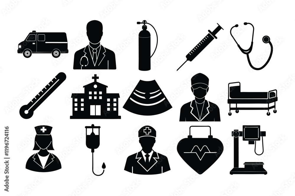Fototapeta premium hospital icons vector illustration bundle 