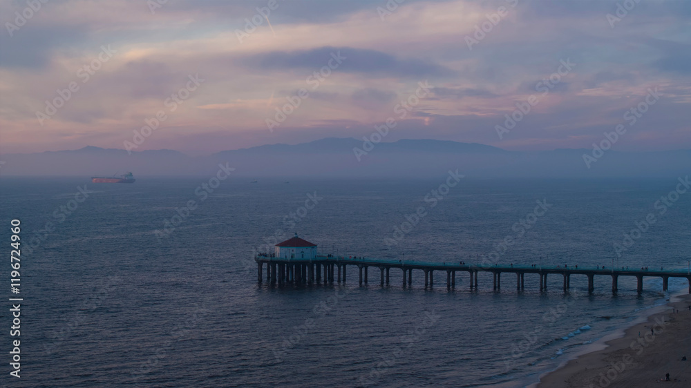 Aerial view of Manhattan Beach Pier, Los Angeles, California, United States. Aerial view of Manhattan Beach Pier, Los Angeles, California, United States.