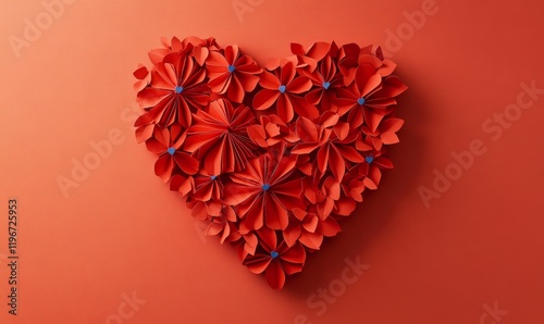A red heart-shaped design for a Valentine's Day card background.