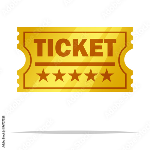 Golden ticket vector isolated illustration