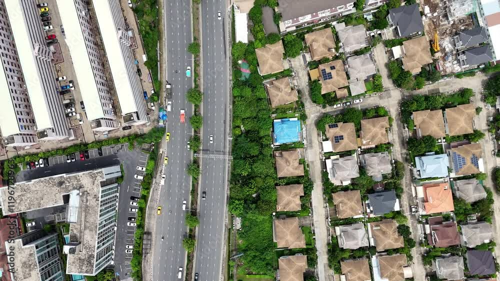 Aerial view of city streets from drone Aerial view of city streets from drone