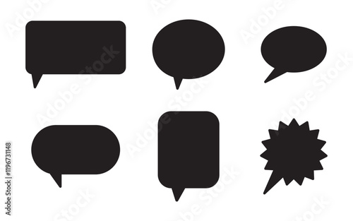 Black speech bubble collection. Speech bubble comic. Set of speech bubble. dialogue box silhouette vector set.
