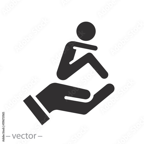 counselor or doctor for psychology, psychotherapy support patient icon, protecting mental health, flat symbol on white background