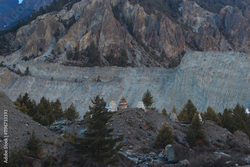 Chorten in Manang Village near Gangapurna Lake  photo