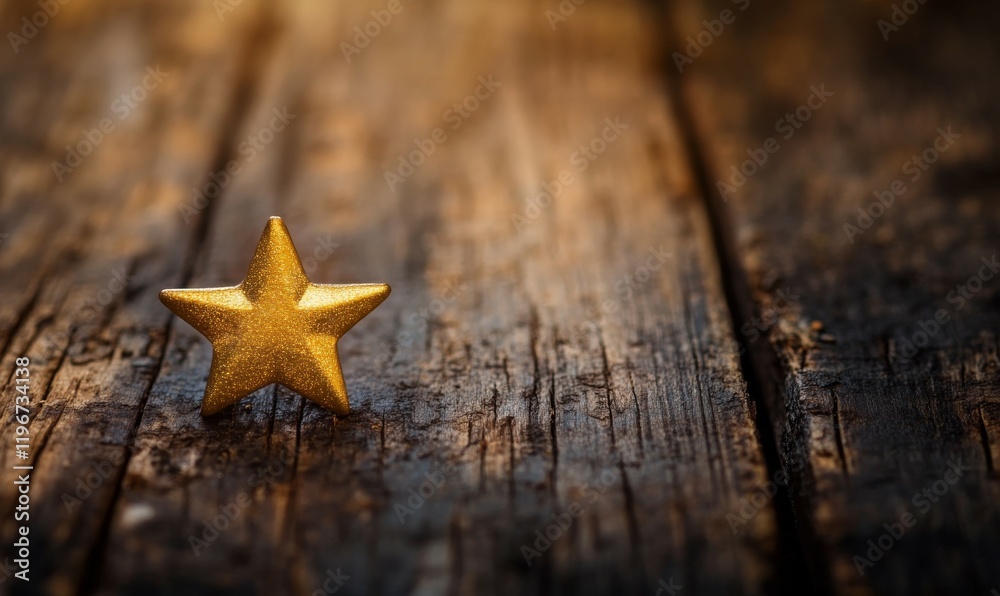 A petite shining star on a wooden table, perfect for enhancing decor or editorial content. A petite shining star on a wooden table, perfect for enhancing decor or editorial content.