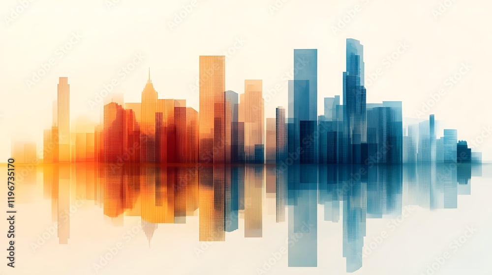 Fototapeta premium Futuristic Eco Friendly Skyline with Renewable Energy Powered Buildings in Digital Matte Painting