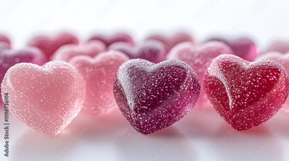 Fototapeta premium Pink, purple heart candies, close-up, studio, Valentine's