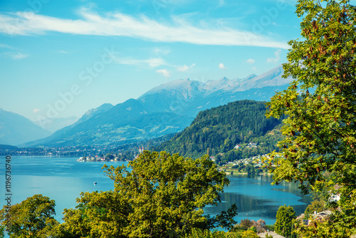 Obraz na płótnie View of a mountain lake in autumn. Millstatt am See, Lake Millstatt in Carinthia, Austria, Europe w salonie