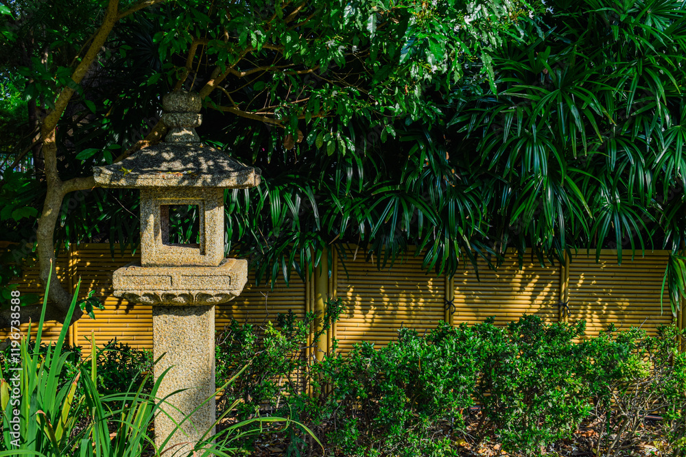 The photograph captures the serene ambiance of a traditional Japanese rock garden. The photograph captures the serene ambiance of a traditional Japanese rock garden.