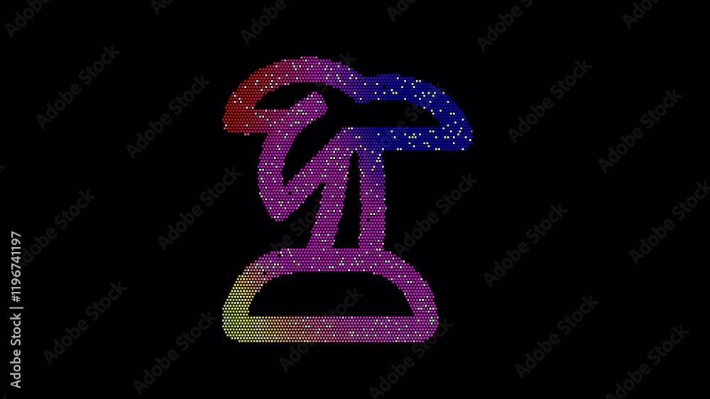 Icon island tropical is made up of LED square shapes that shimmer and flicker. There are black dead diodes. In-Out looped. Alpha BW at the end Icon island tropical is made up of LED square shapes that shimmer and flicker. There are black dead diodes. In-Out looped. Alpha BW at the end