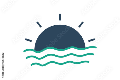 Sunset icon. solid icon style. icon related to time and date. time elements vector illustration