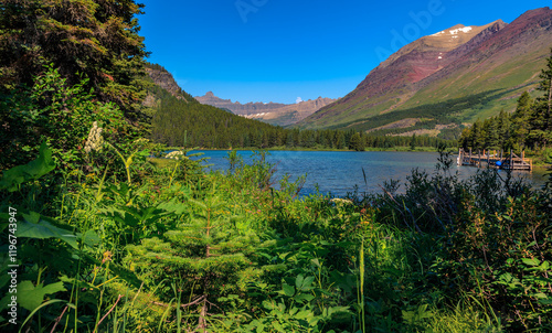 Lake Josephine Trail Views in Many Glacier, Glacier National Park, Montana photo