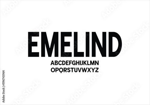 Emelind font for logo and headline. Isolated vector typeset
