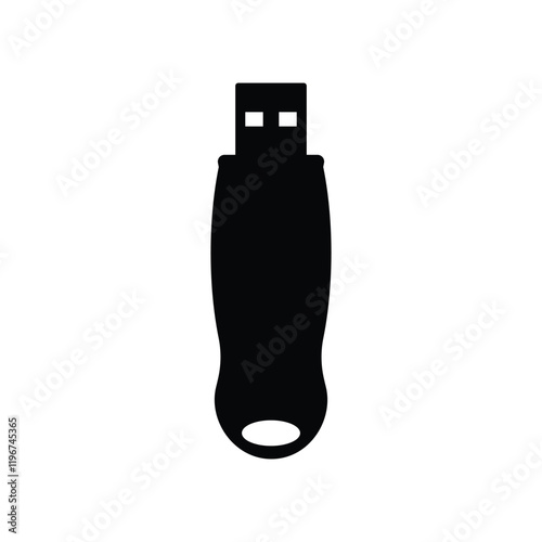 USB flash drive black and white flat vector icon and glyph design