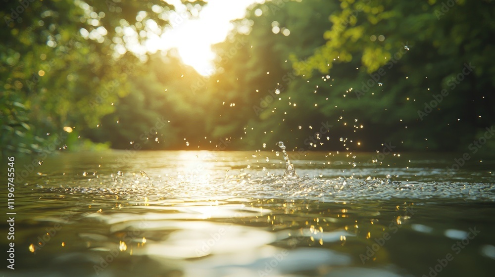 Fototapeta premium Rippling Water in Vibrant Nature