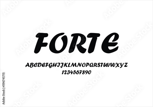 Forte font for logo and headline. Isolated vector typeset