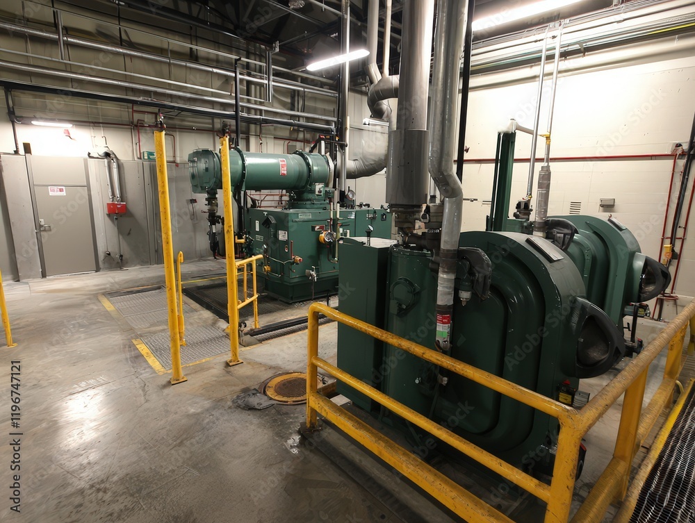 Fototapeta premium Complex machinery in a large industrial facility during daytime operations