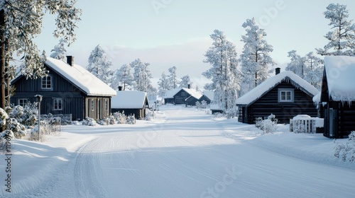 Snowy Village Winter Landscape