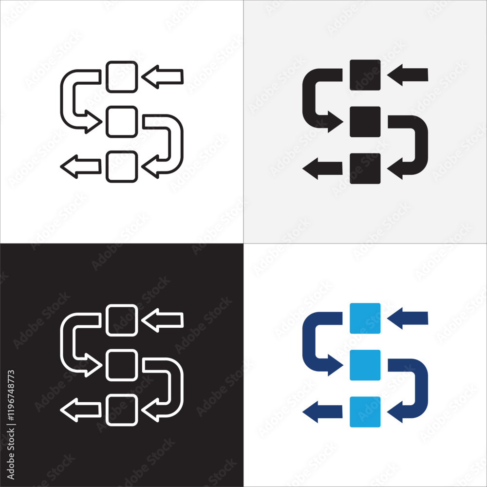 Obraz premium Business improvement process icon. Business progress management symbol. Icon that represent of development, setting, increase, grow up, program, production step. Vector stock illustration