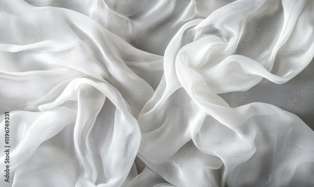 Obraz premium A white-gray satin texture with a silver silk fabric background, highlighted by a naturally beautiful and softly blurred pattern.