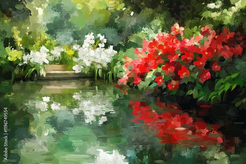 Wallpaper Mural Vibrant Spring Garden with Pink and Red Tulips Torontodigital.ca