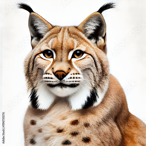 Intriguing Lynx Portrait:  A captivating portrait of a majestic lynx, its piercing gaze locked on the camera.  The lynx's distinctive tufted ears, bold markings. photo