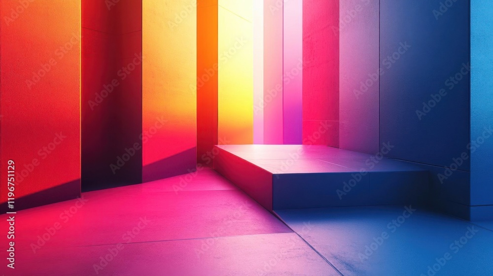 Abstract scene of empty room with colorful lights. Abstract scene of empty room with colorful lights.