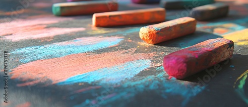 Creative crayon textures and rubbing technique on colorful textured paper in an art studio