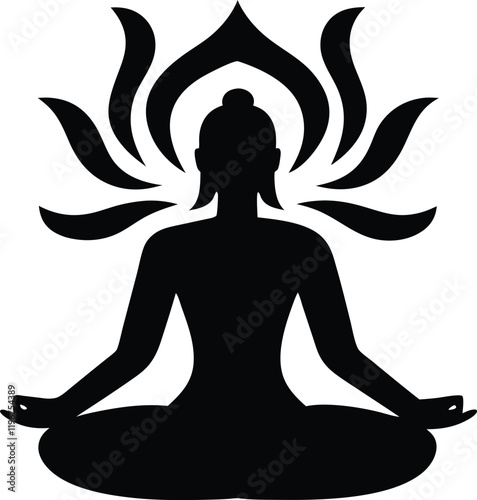 silhouette vector illustration of person in yoga position