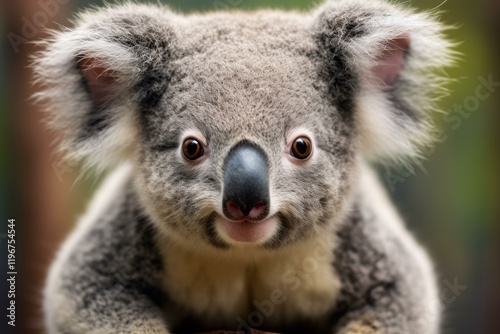 Portrait of koala phascolarctos cinereus posing in the zoo photo