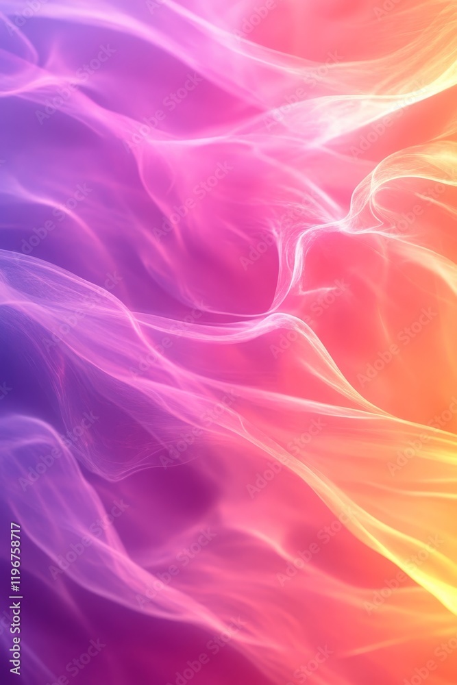 Obraz premium Abstract soft peach lavender gradient background, neon reflections texture social media cover, high-contrast lighting, Generative AI