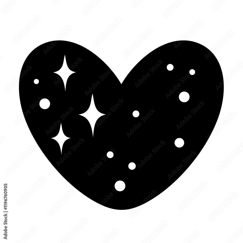 Fototapeta premium Black and white heart clipart. Valentines day clipart. Valentine heart doodle in cartoon flat style. Hand draw vector illustration
