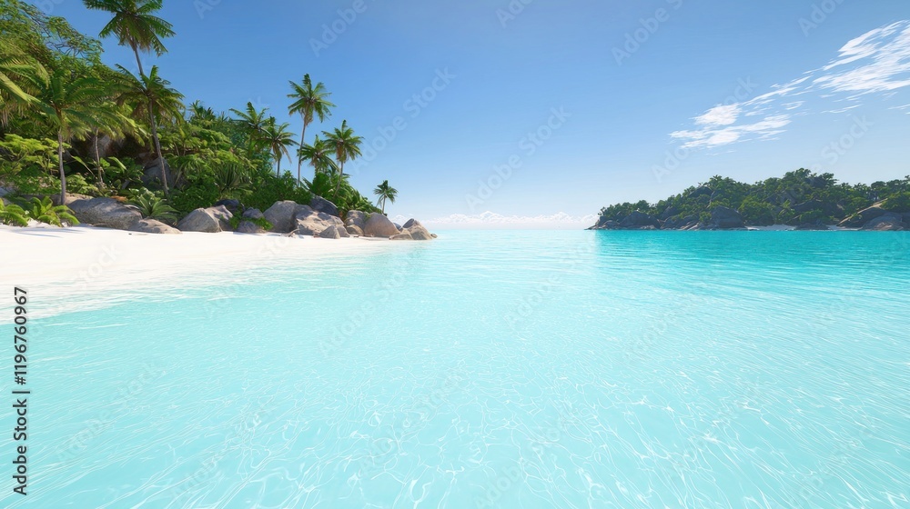 Naklejka premium Tranquil Tropical Beach Scene