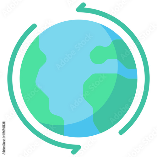 earth rotate vector flat icon