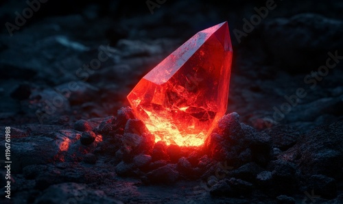 An inanimate object emitting a vibrant red glow in the dark